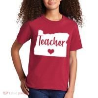 Oregon Teacher Red For Ed Kids T-Shirt thumb 2