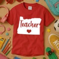 Oregon Teacher Red For Ed Kids T-Shirt thumb 3