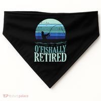 Ofishally Retired Fishing Retro Retirement Dad Gift USA-Made Doggie Bandana thumb 0