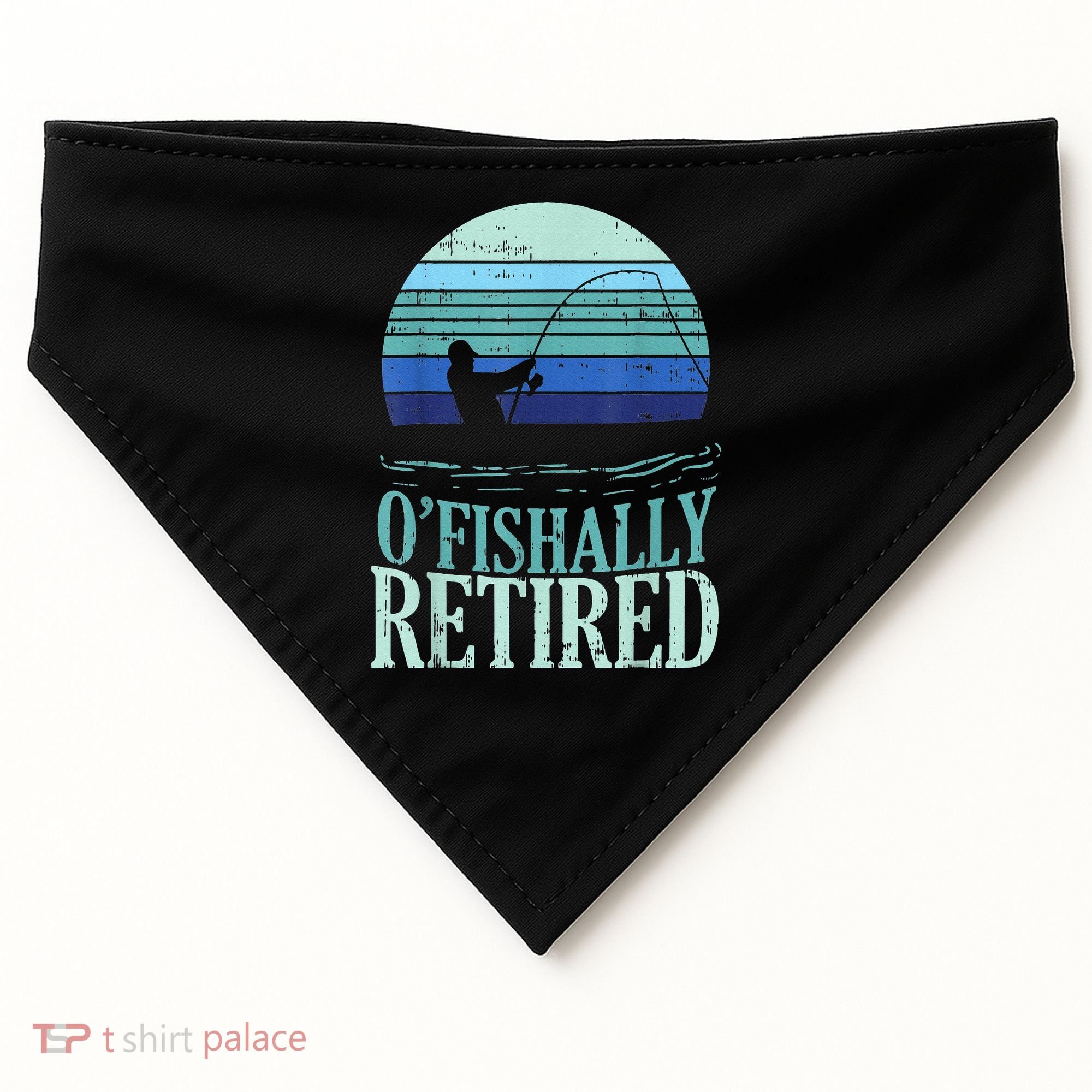 Ofishally Retired Fishing Retro Retirement Dad Gift USA-Made Doggie Bandana