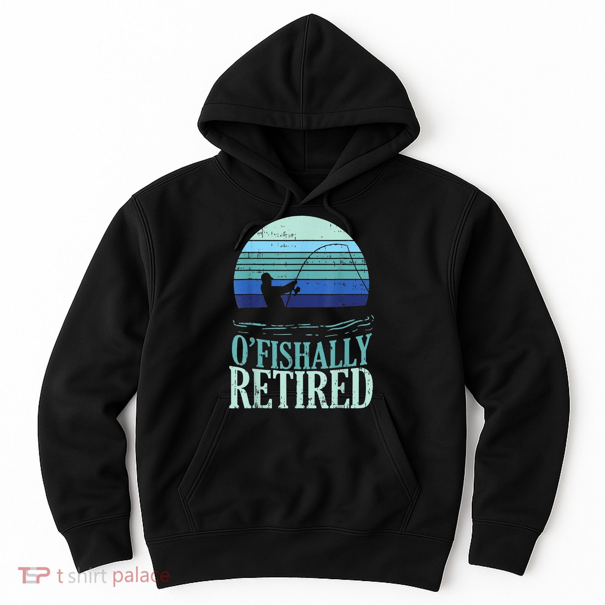 Ofishally Retired Fishing Retro Retirement Dad Gift Hoodie