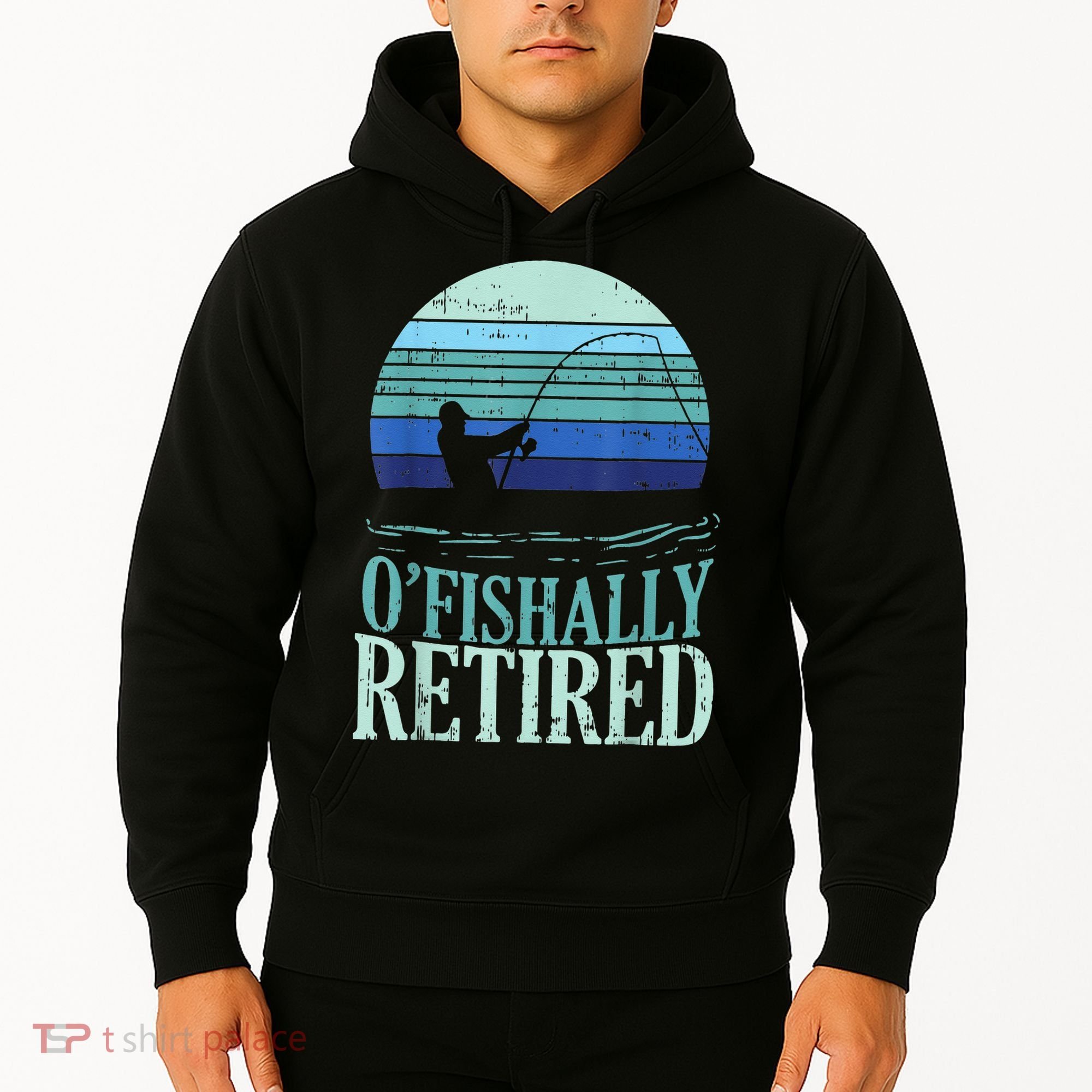 Ofishally Retired Fishing Retro Retirement Dad Gift Hoodie
