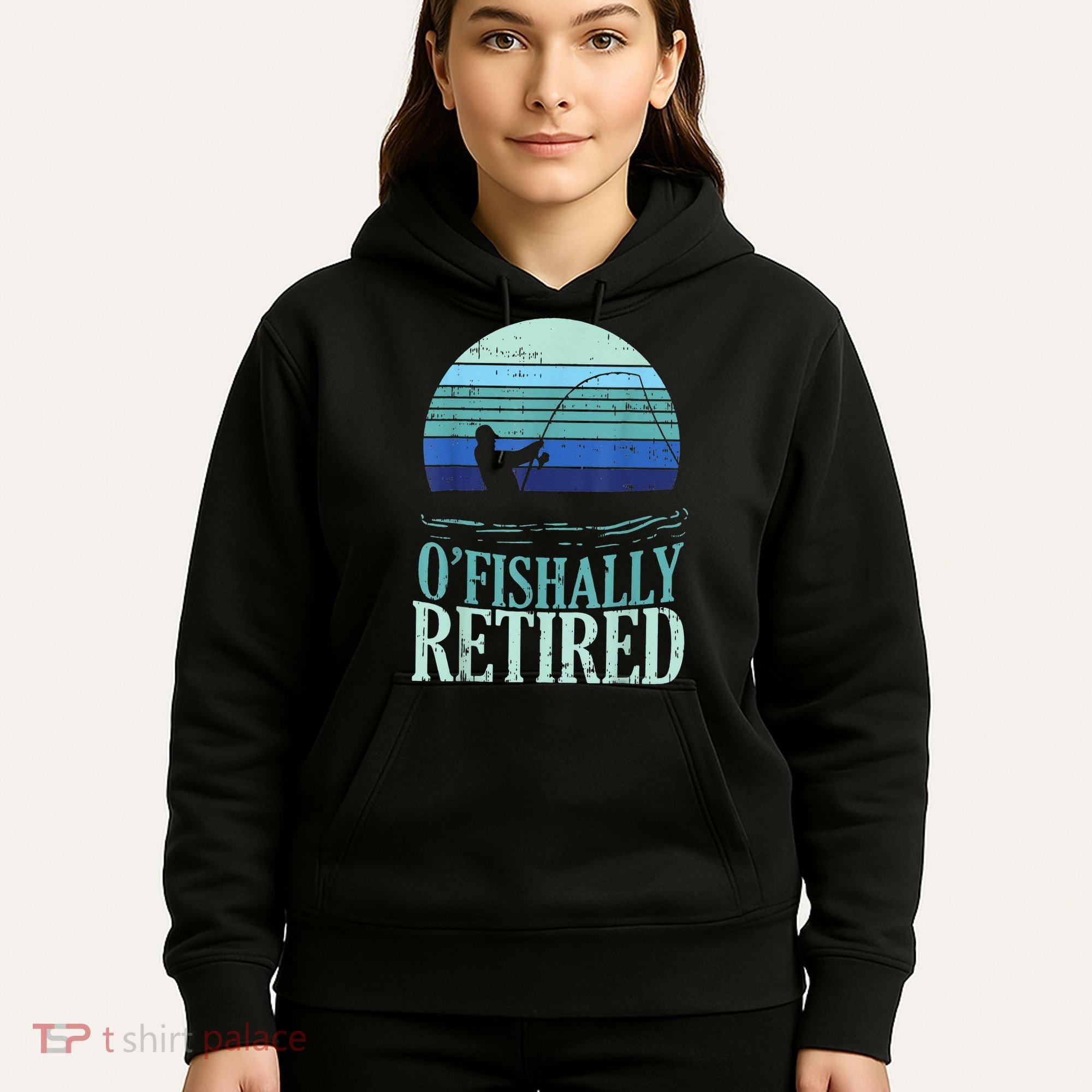 Ofishally Retired Fishing Retro Retirement Dad Gift Hoodie