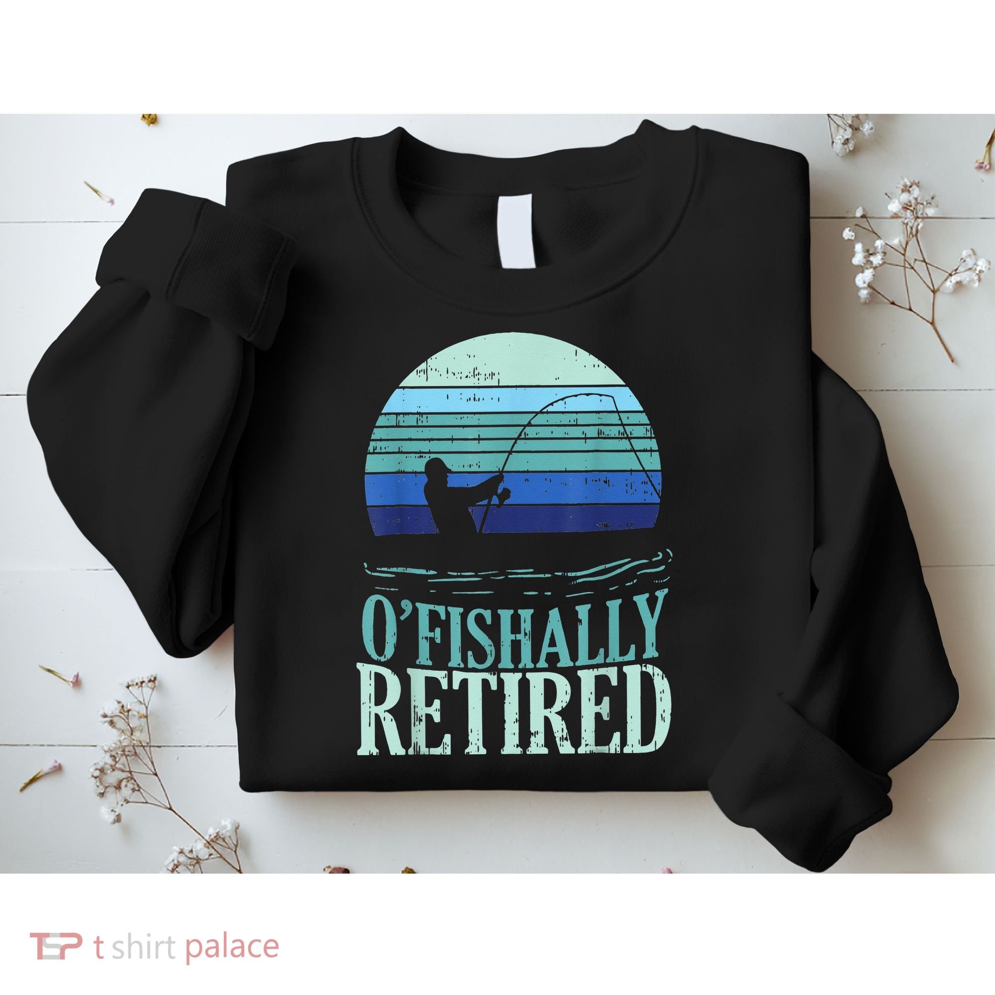 Ofishally Retired Fishing Retro Retirement Dad Gift Sweatshirt