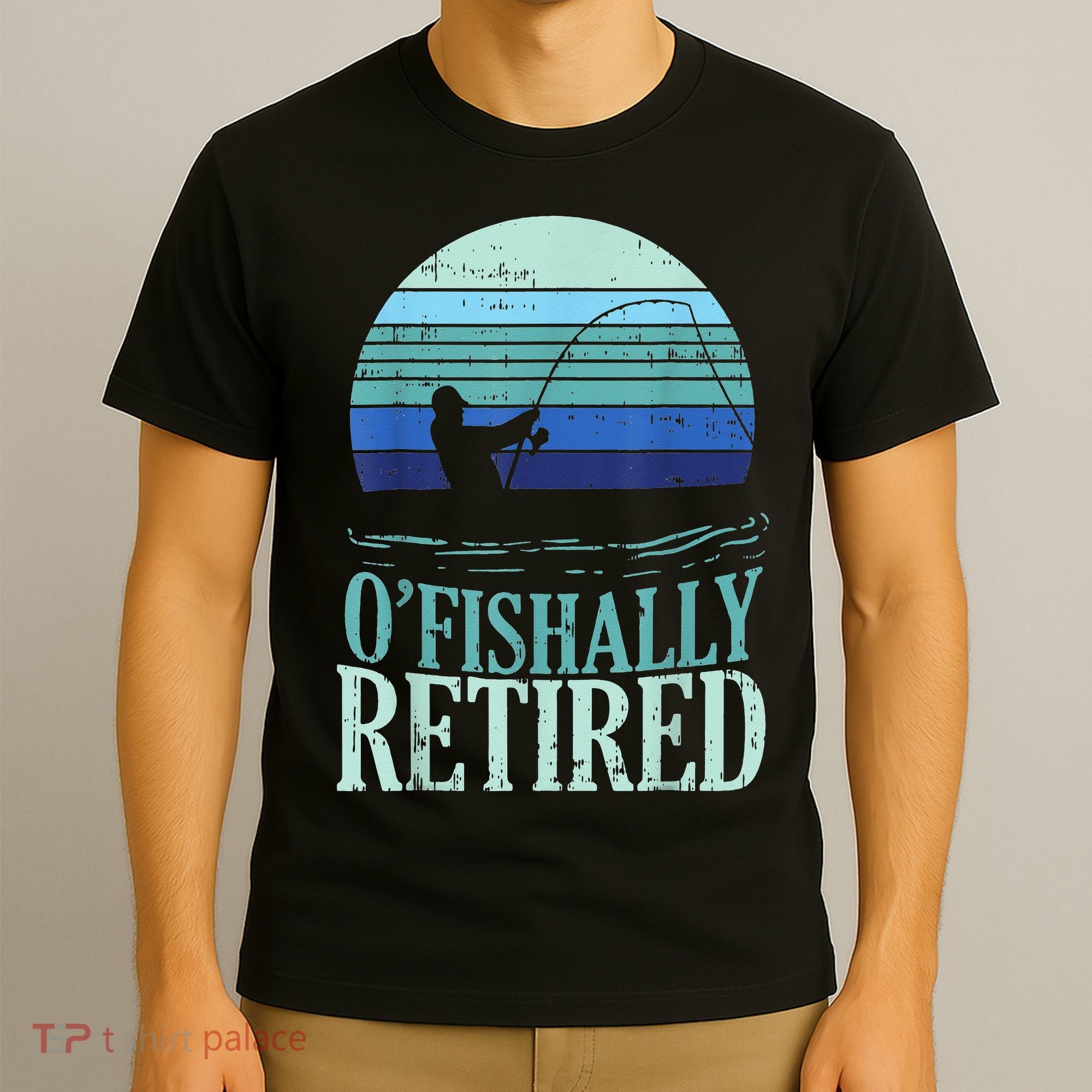 Ofishally Retired Fishing Retro Retirement Dad Gift T-Shirt