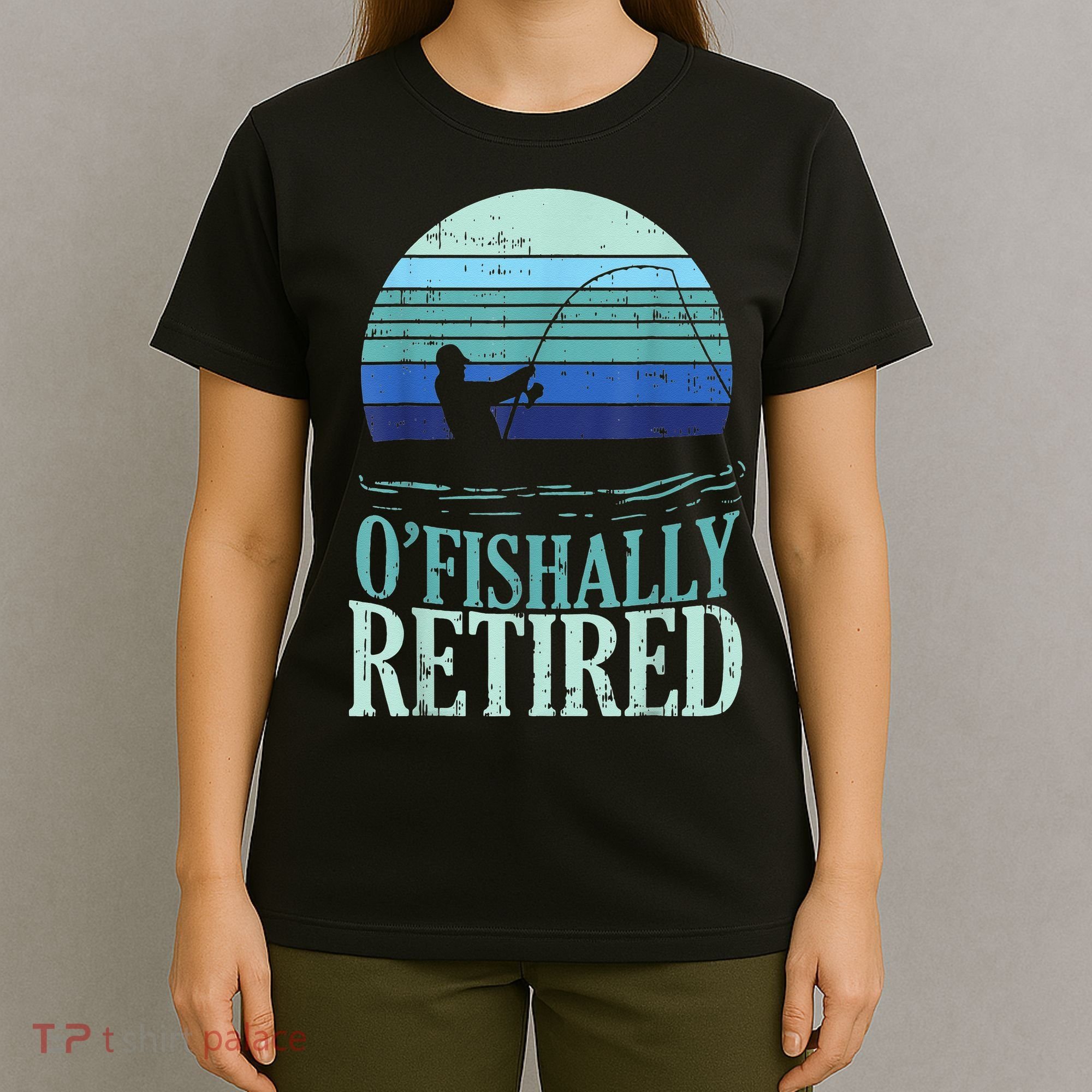 Ofishally Retired Fishing Retro Retirement Dad Gift T-Shirt