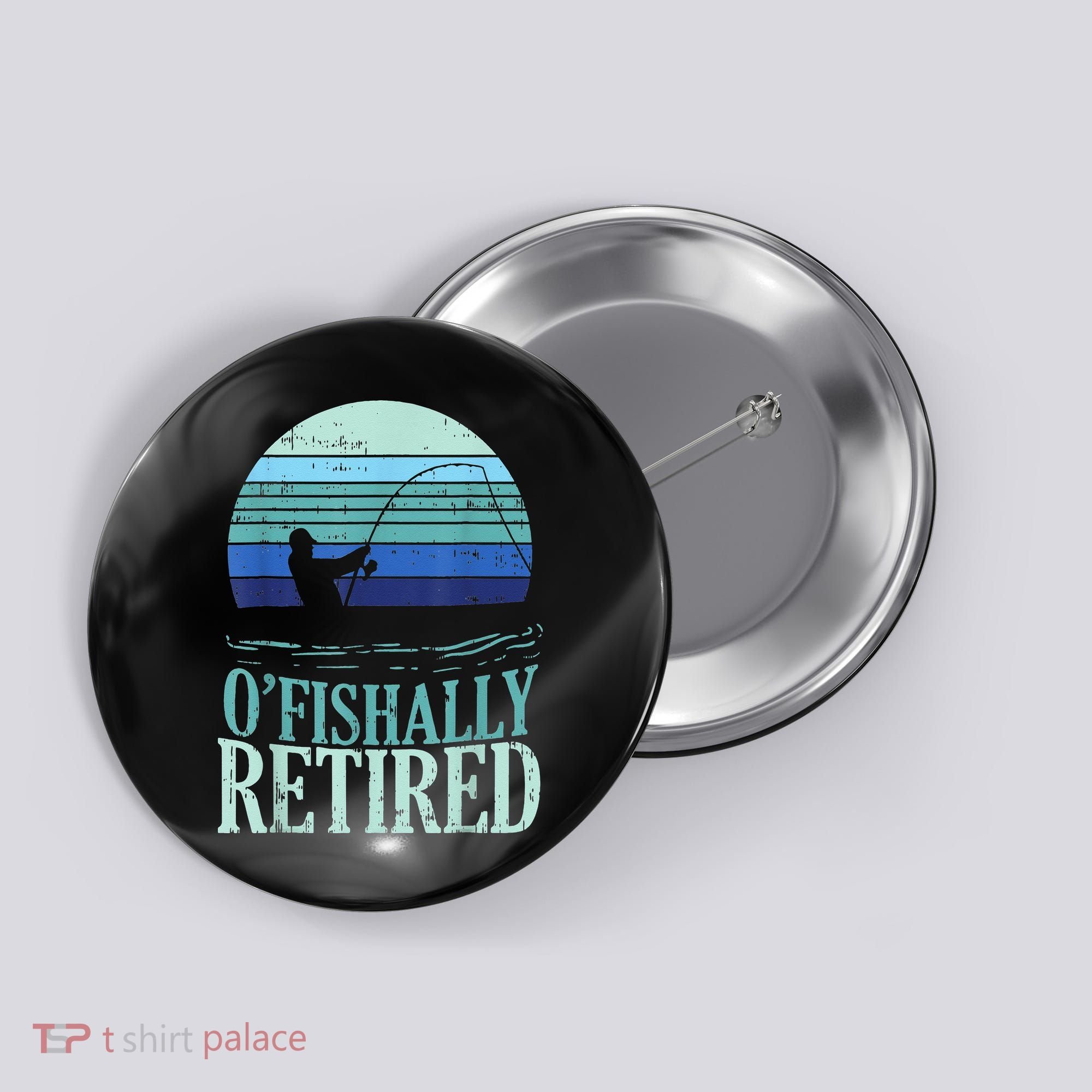 Ofishally Retired Fishing Retro Retirement Dad Gift Button