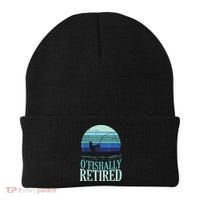 Ofishally Retired Fishing Retro Retirement Dad Gift Beanie thumb 0