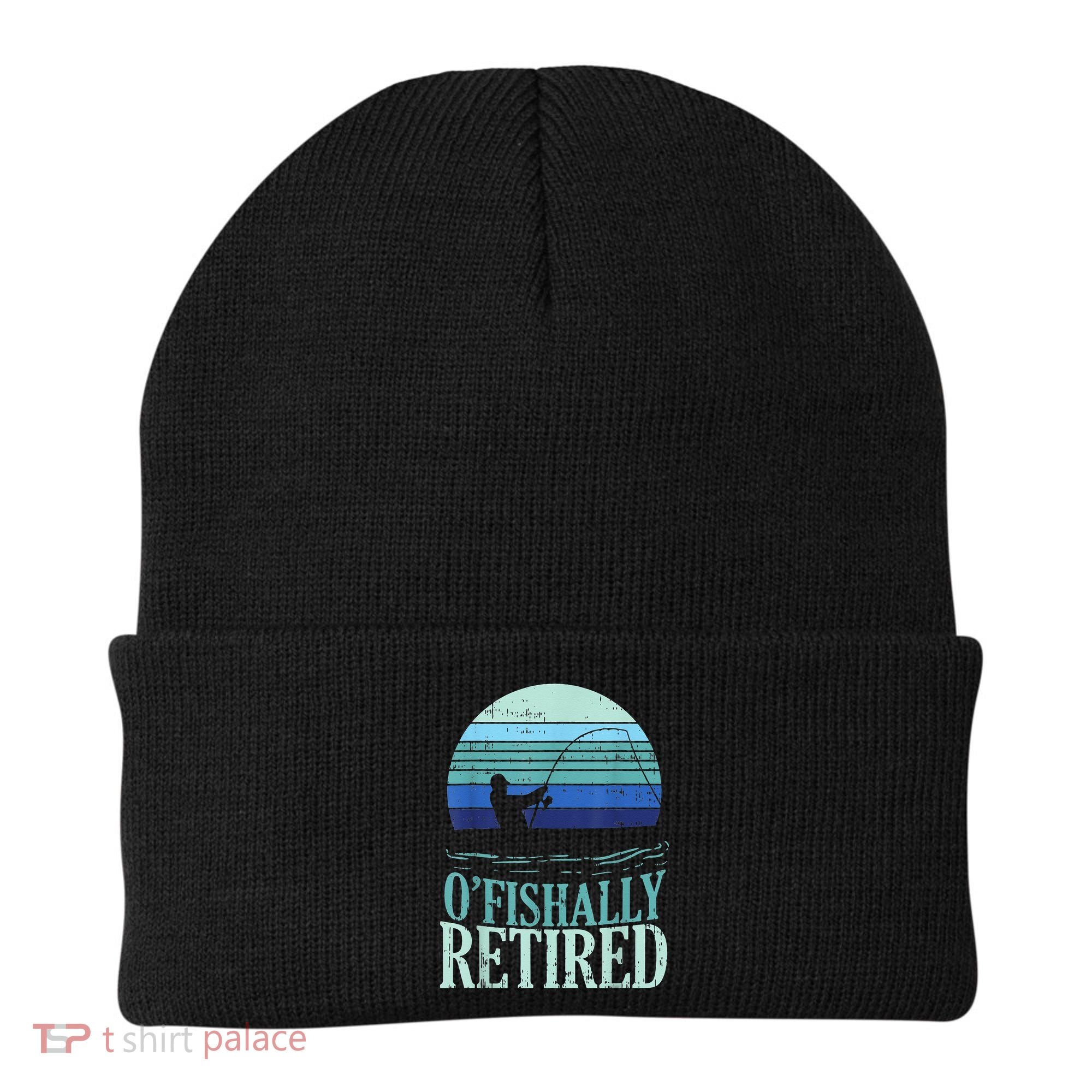 Ofishally Retired Fishing Retro Retirement Dad Gift Beanie