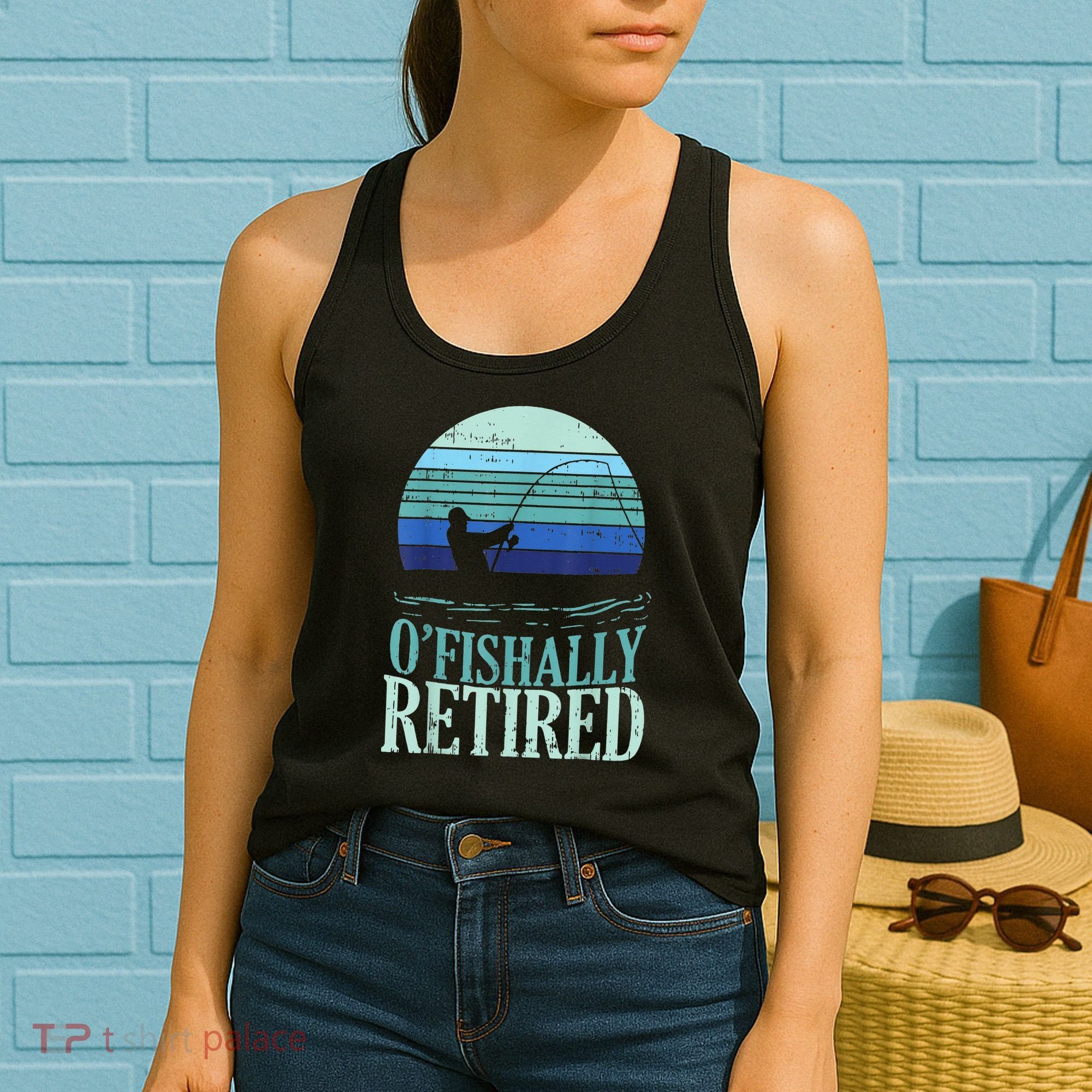 Ofishally Retired Fishing Retro Retirement Dad Gift Women's Tank Top