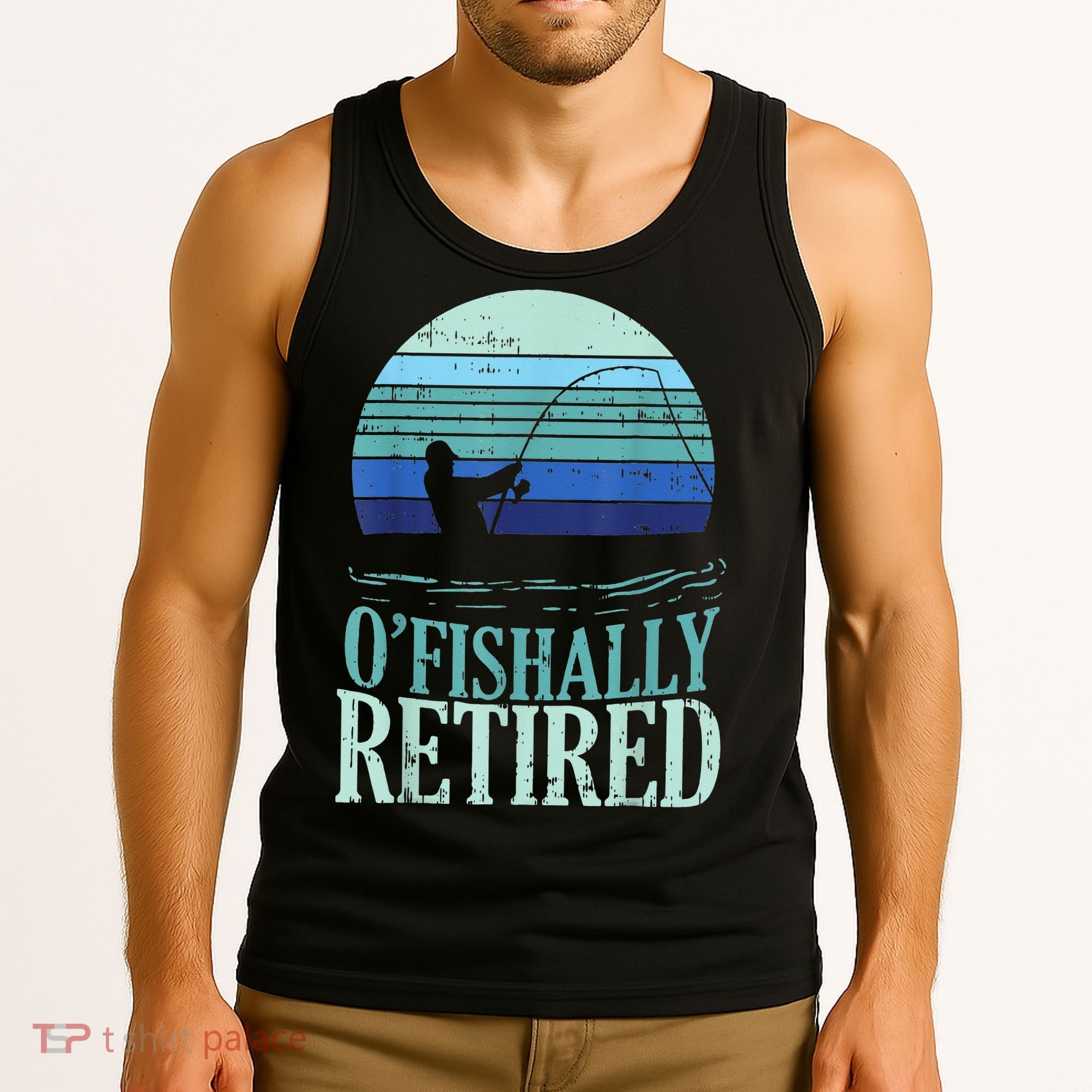 Ofishally Retired Fishing Retro Retirement Dad Gift Tank Top