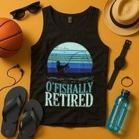 Ofishally Retired Fishing Retro Retirement Dad Gift Tank Top thumb 4