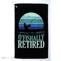 Ofishally Retired Fishing Retro Retirement Dad Gift Golf Towel thumb 0