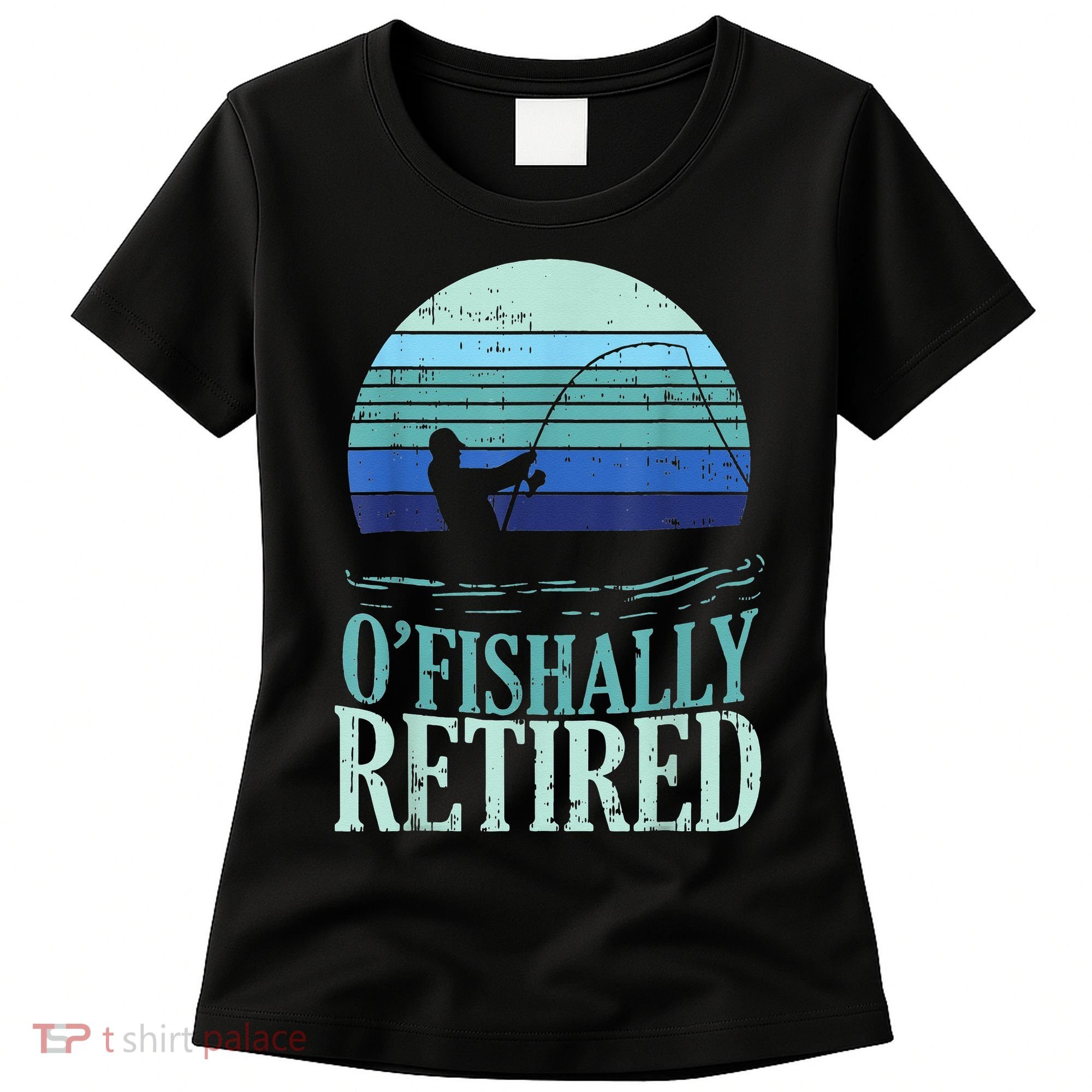 Ofishally Retired Fishing Retro Retirement Dad Gift Women's T-Shirt