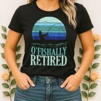 Ofishally Retired Fishing Retro Retirement Dad Gift Women's T-Shirt thumb 2