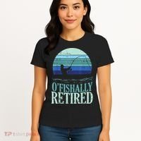 Ofishally Retired Fishing Retro Retirement Dad Gift Women's T-Shirt thumb 4