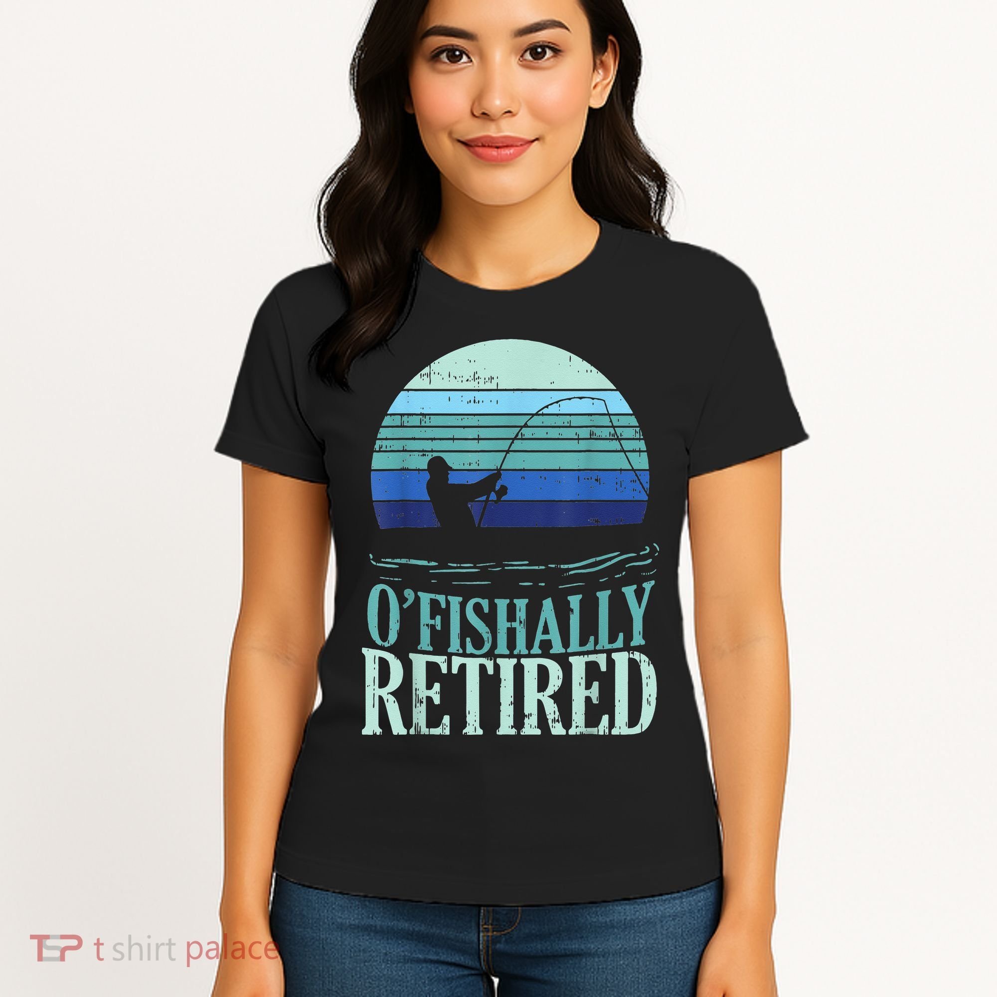Ofishally Retired Fishing Retro Retirement Dad Gift Women's T-Shirt
