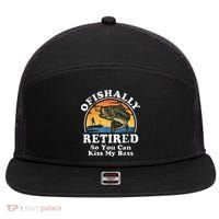 Ofishally Retired Funny Bass Fishing Retirement Gift For Men 7 Panel Mesh Trucker Snapback Hat thumb 0