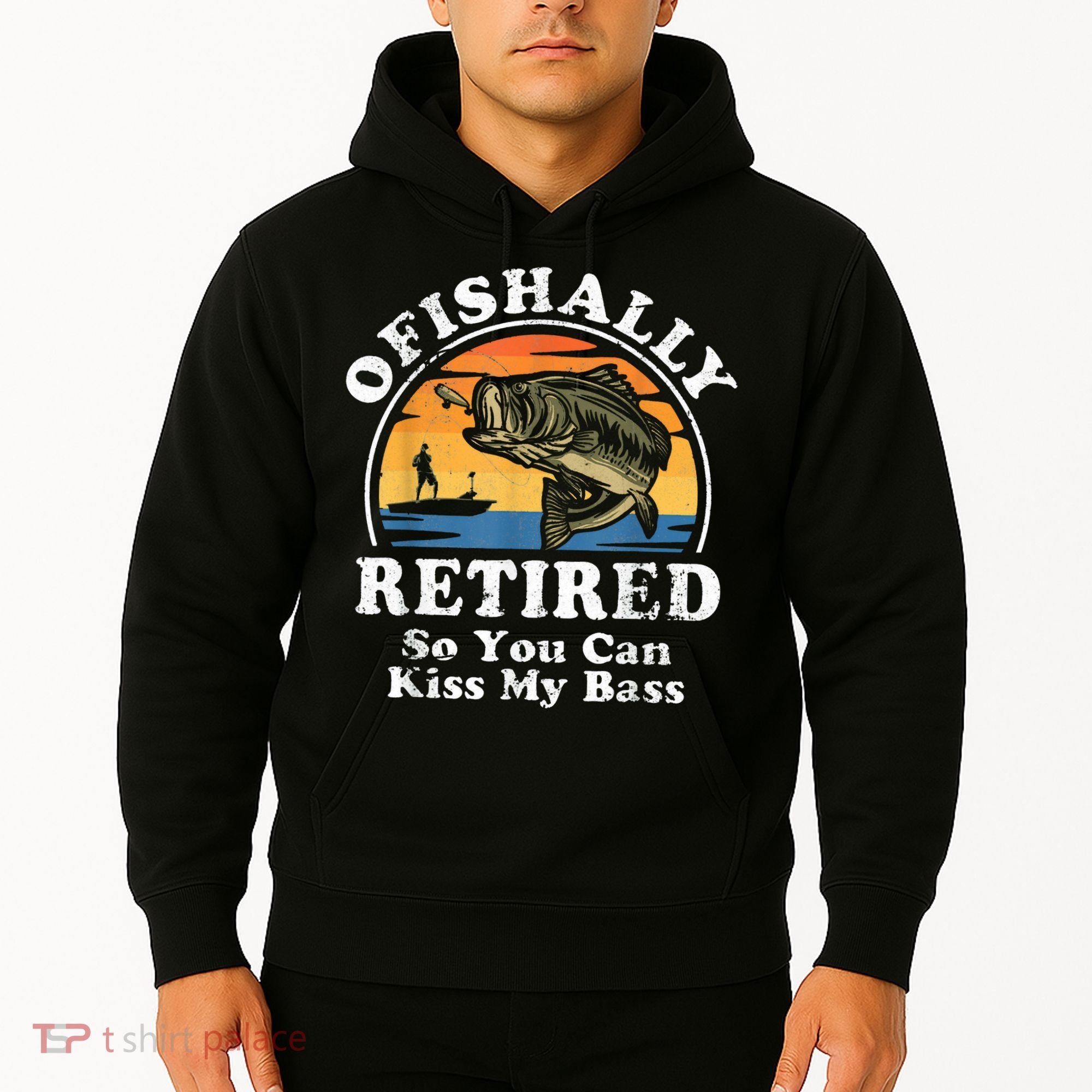 Ofishally Retired Funny Bass Fishing Retirement Gift For Men Hoodie