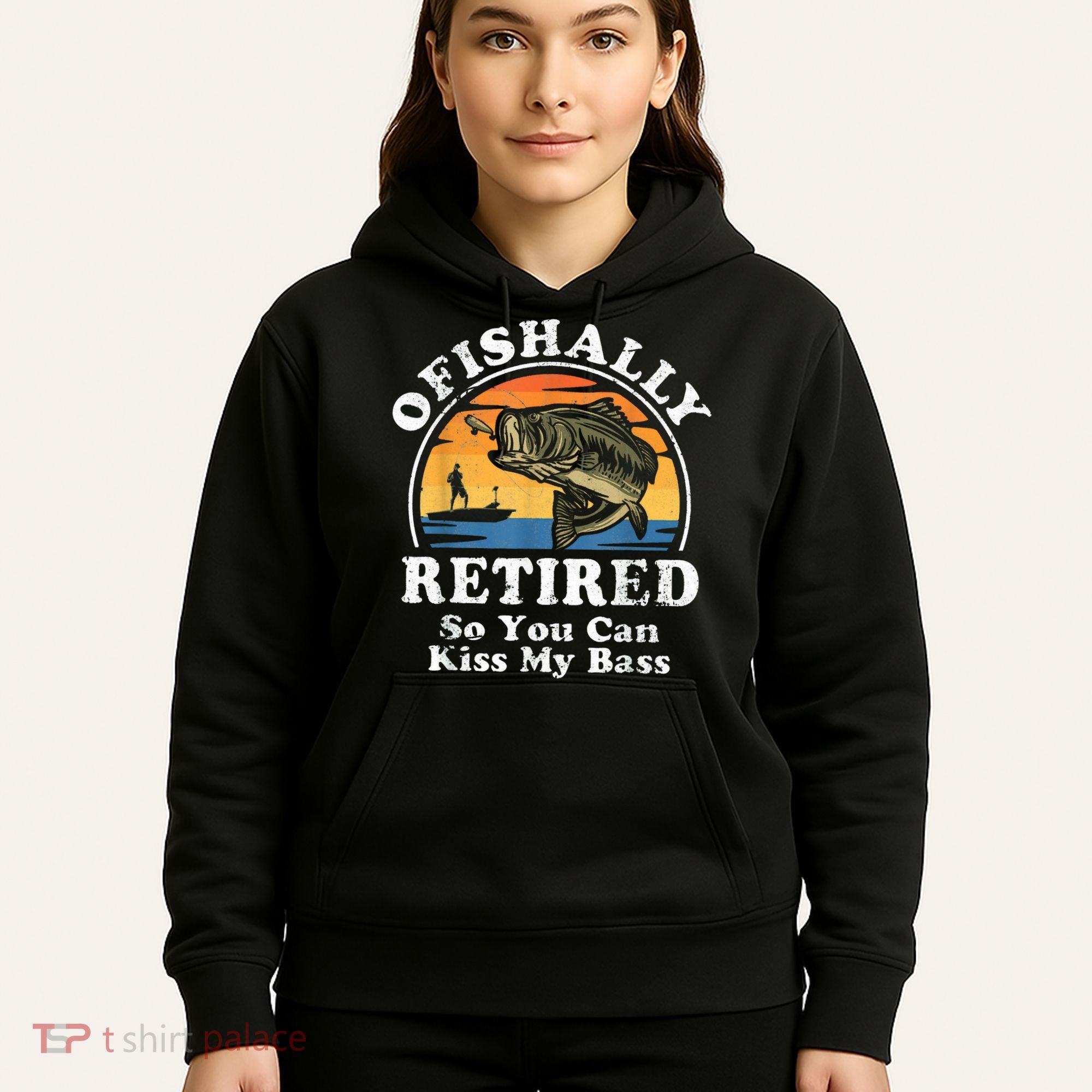 Ofishally Retired Funny Bass Fishing Retirement Gift For Men Hoodie
