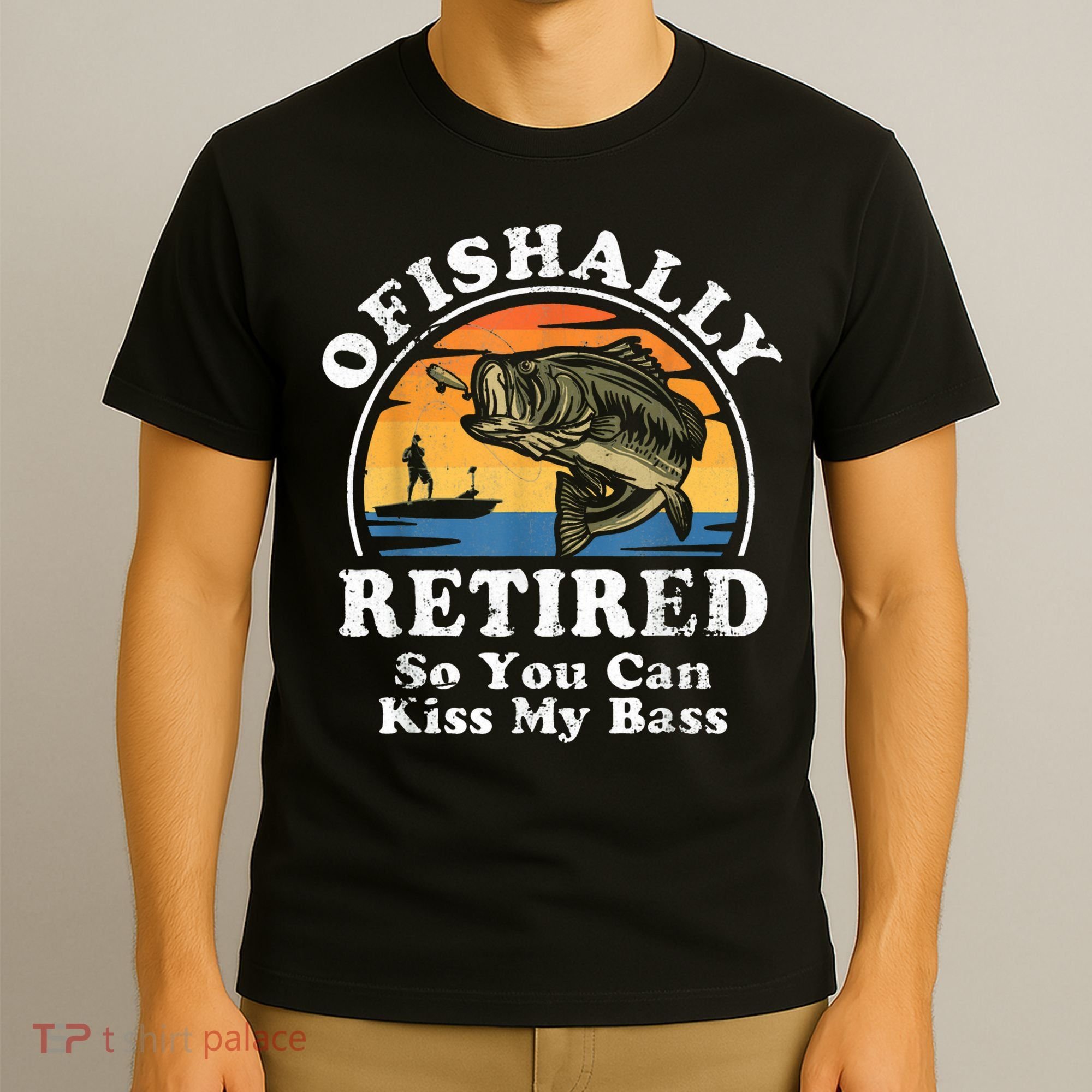 Ofishally Retired Funny Bass Fishing Retirement Gift For Men T-Shirt
