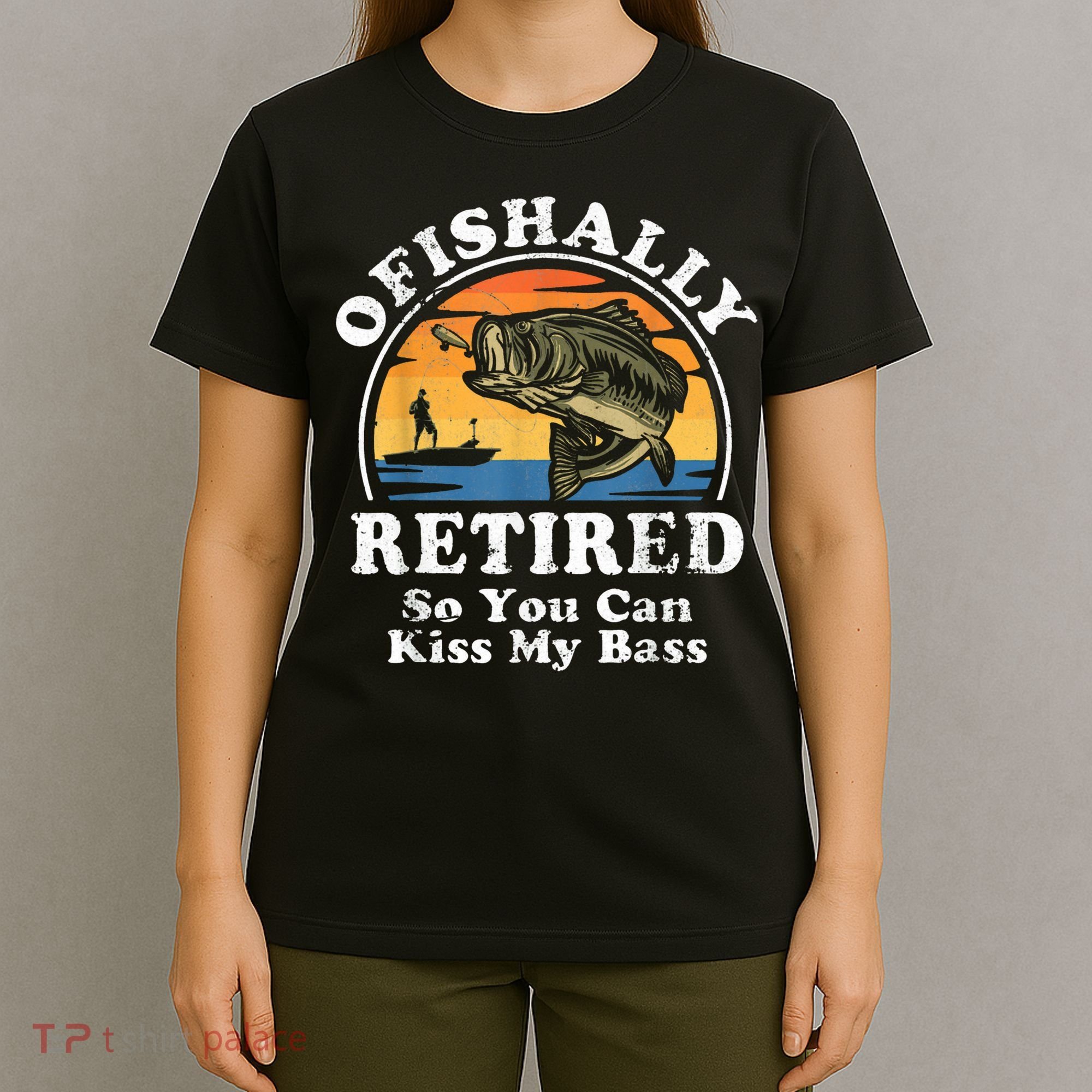 Ofishally Retired Funny Bass Fishing Retirement Gift For Men T-Shirt