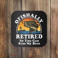 Ofishally Retired Funny Bass Fishing Retirement Gift For Men Coaster thumb 0