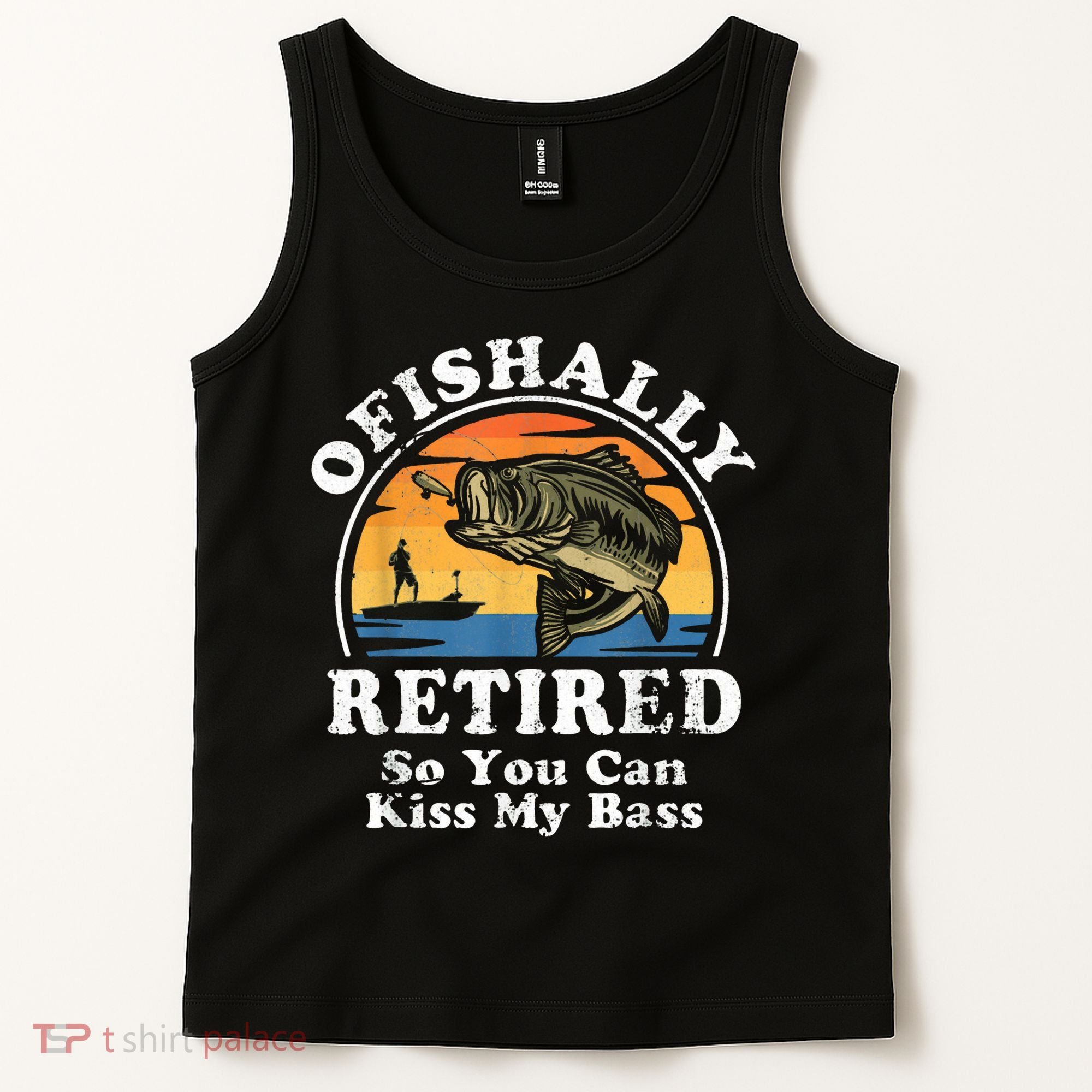 Ofishally Retired Funny Bass Fishing Retirement Gift For Men Tank Top