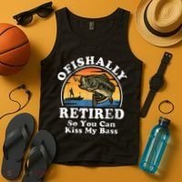 Ofishally Retired Funny Bass Fishing Retirement Gift For Men Tank Top thumb 4