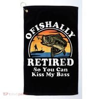 Ofishally Retired Funny Bass Fishing Retirement Gift For Men Golf Towel thumb 0