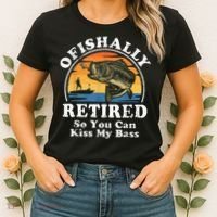 Ofishally Retired Funny Bass Fishing Retirement Gift For Men Women's T-Shirt thumb 2