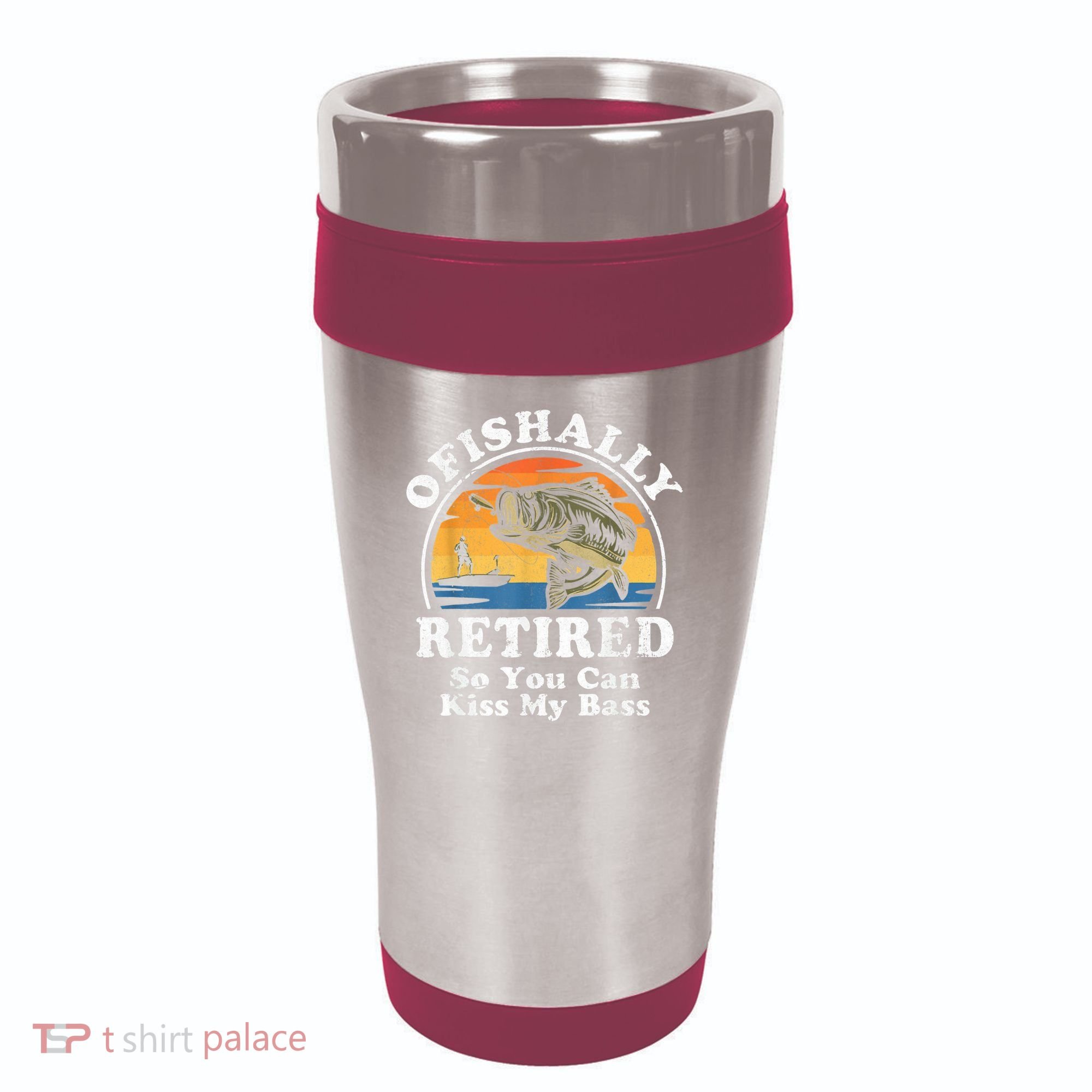 Ofishally Retired Funny Bass Fishing Retirement Gift For Men 16oz Travel Tumbler