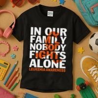 Orange Ribbon For Leukemia Awareness Family Support Kids T-Shirt thumb 3