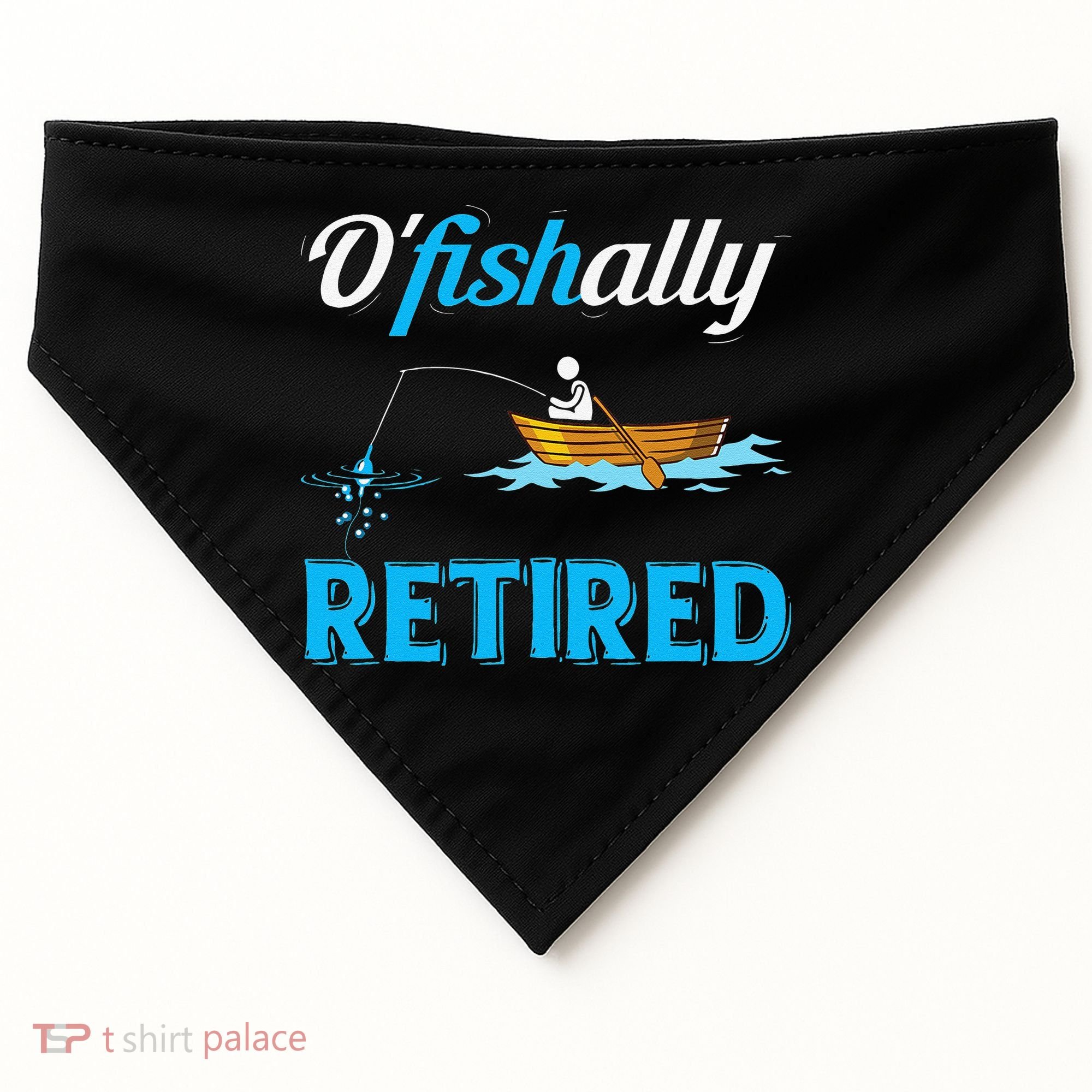 OFishally Retired Funny Fisherman Retirement Gift USA-Made Doggie Bandana