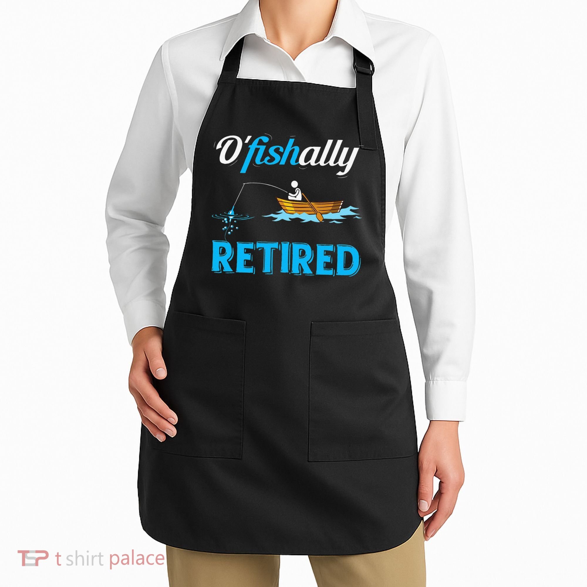 OFishally Retired Funny Fisherman Retirement Gift Apron
