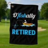OFishally Retired Funny Fisherman Retirement Gift Golf Towel thumb 1