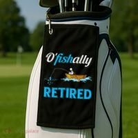 OFishally Retired Funny Fisherman Retirement Gift Golf Towel thumb 2