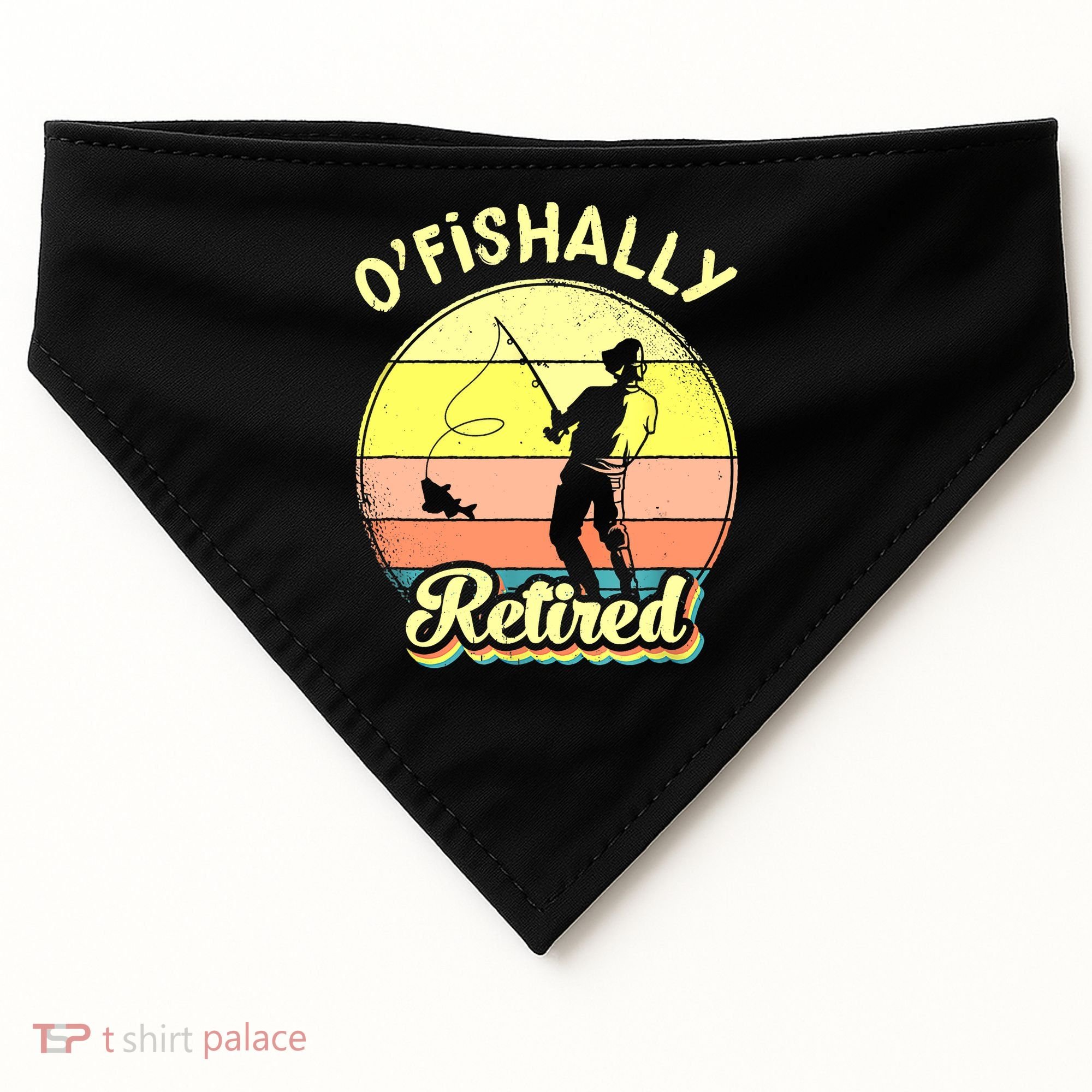 Ofishally Retired Fishing Retirement USA-Made Doggie Bandana