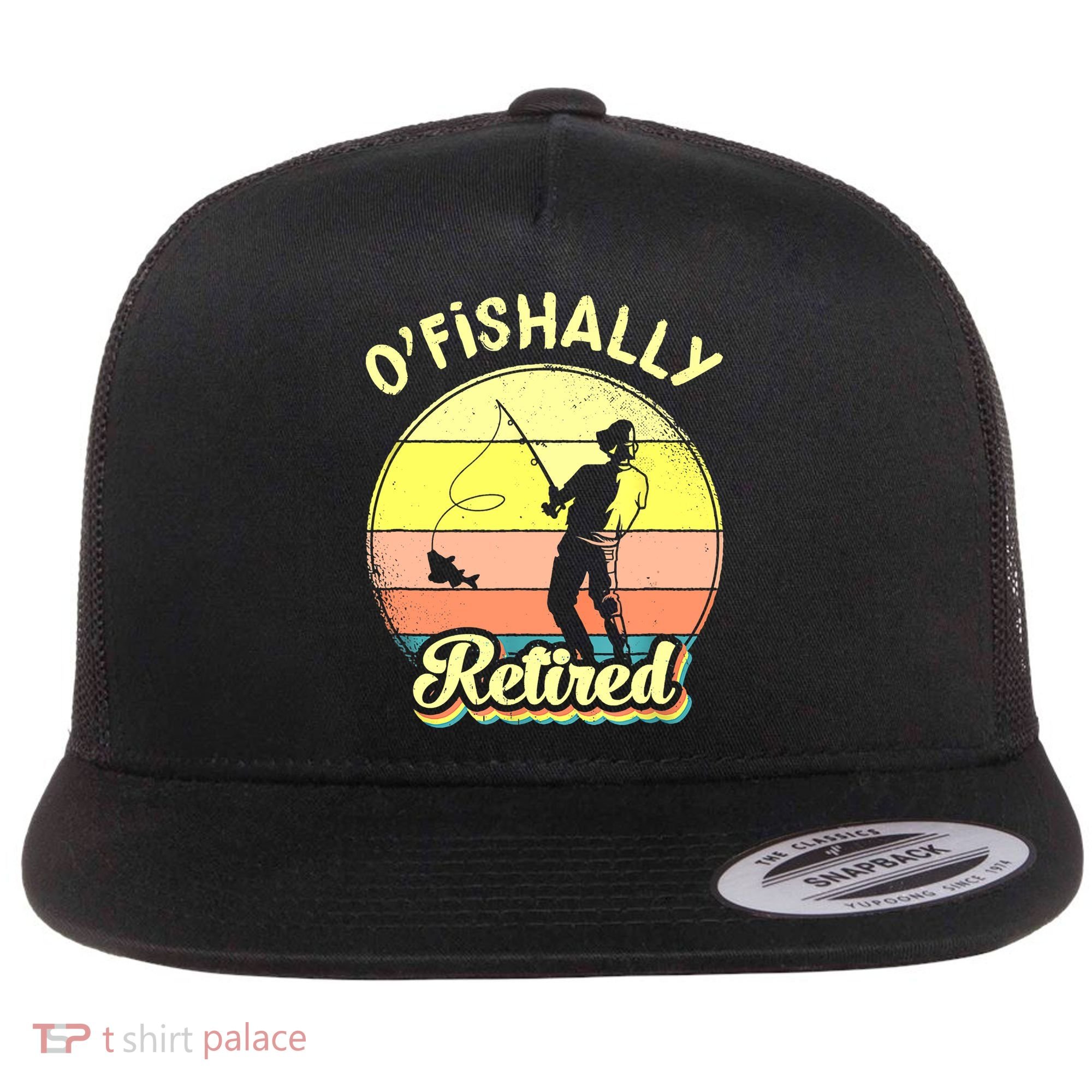 Ofishally Retired Fishing Retirement Flat Bill Trucker Hat