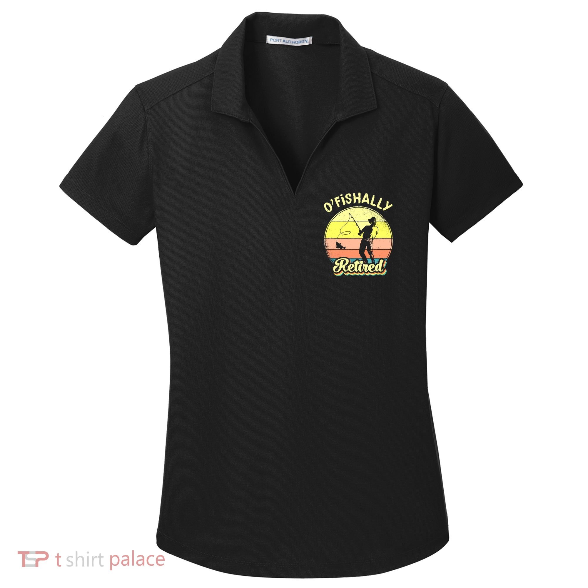 Ofishally Retired Fishing Retirement Women's Dry Zone Grid Polo