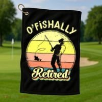 Ofishally Retired Fishing Retirement Golf Towel thumb 1