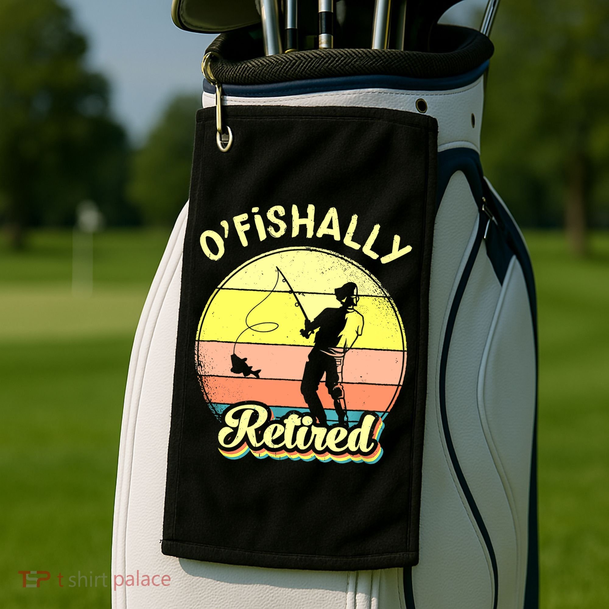 Ofishally Retired Fishing Retirement Golf Towel