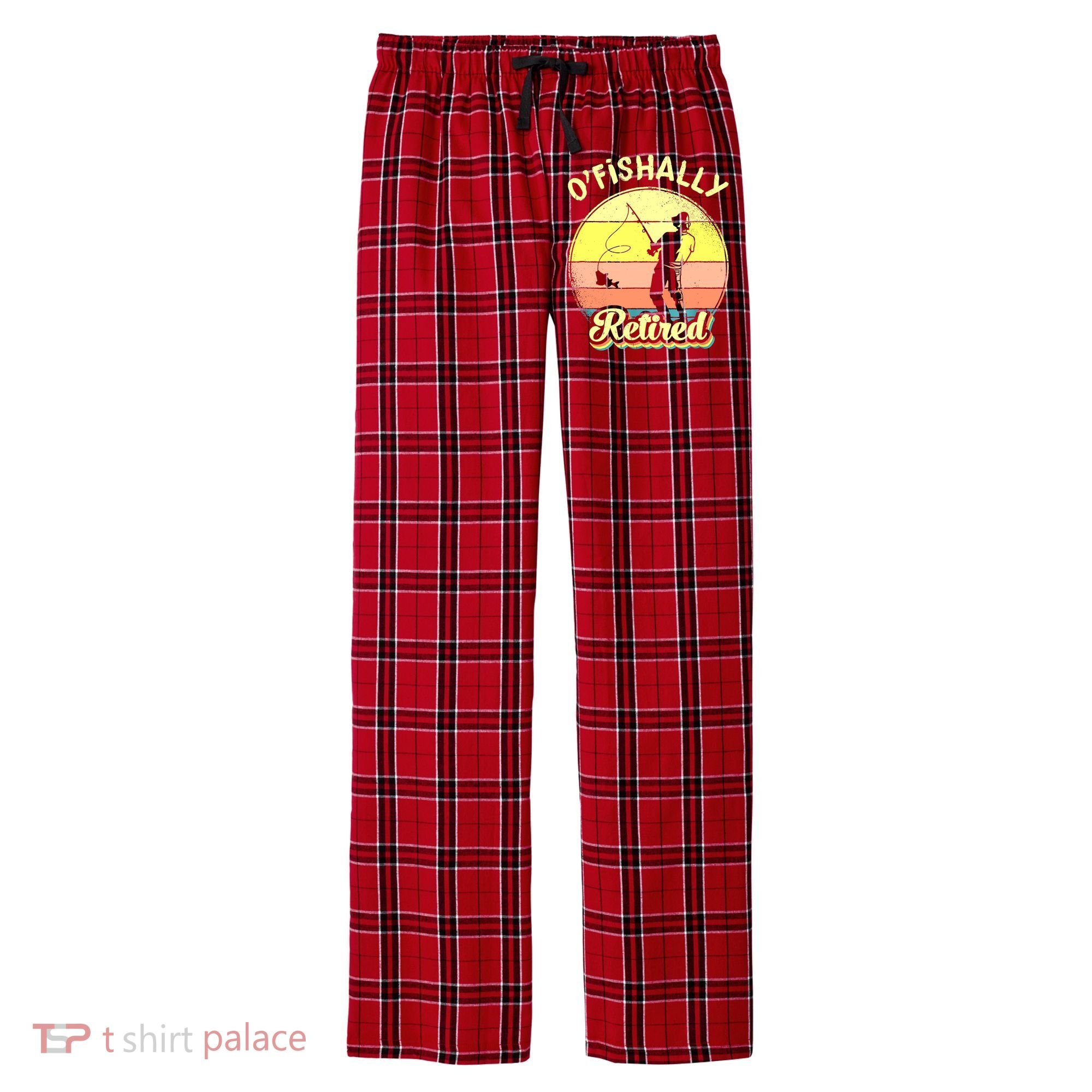Ofishally Retired Fishing Retirement Men's Flannel Plaid Pajama Pants