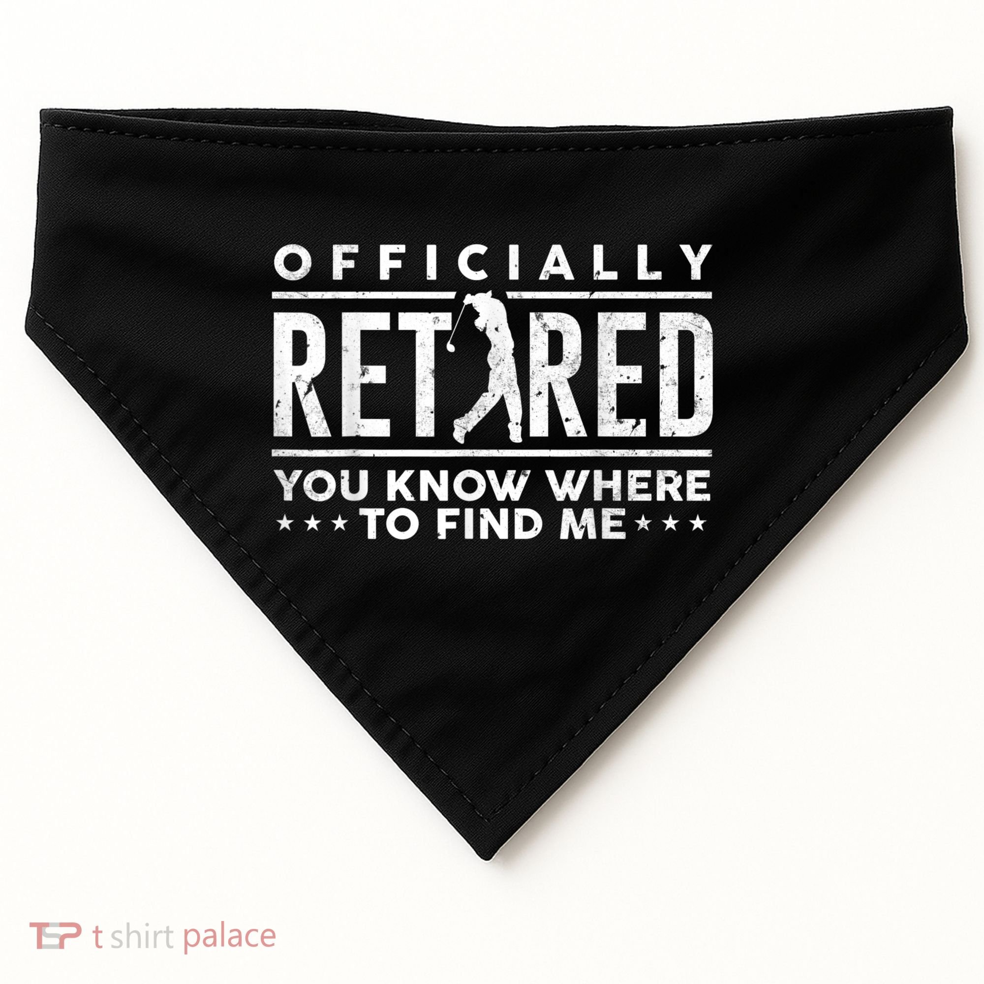 Officially Retired Golf Dad Golfing Retirement Golfer USA-Made Doggie Bandana
