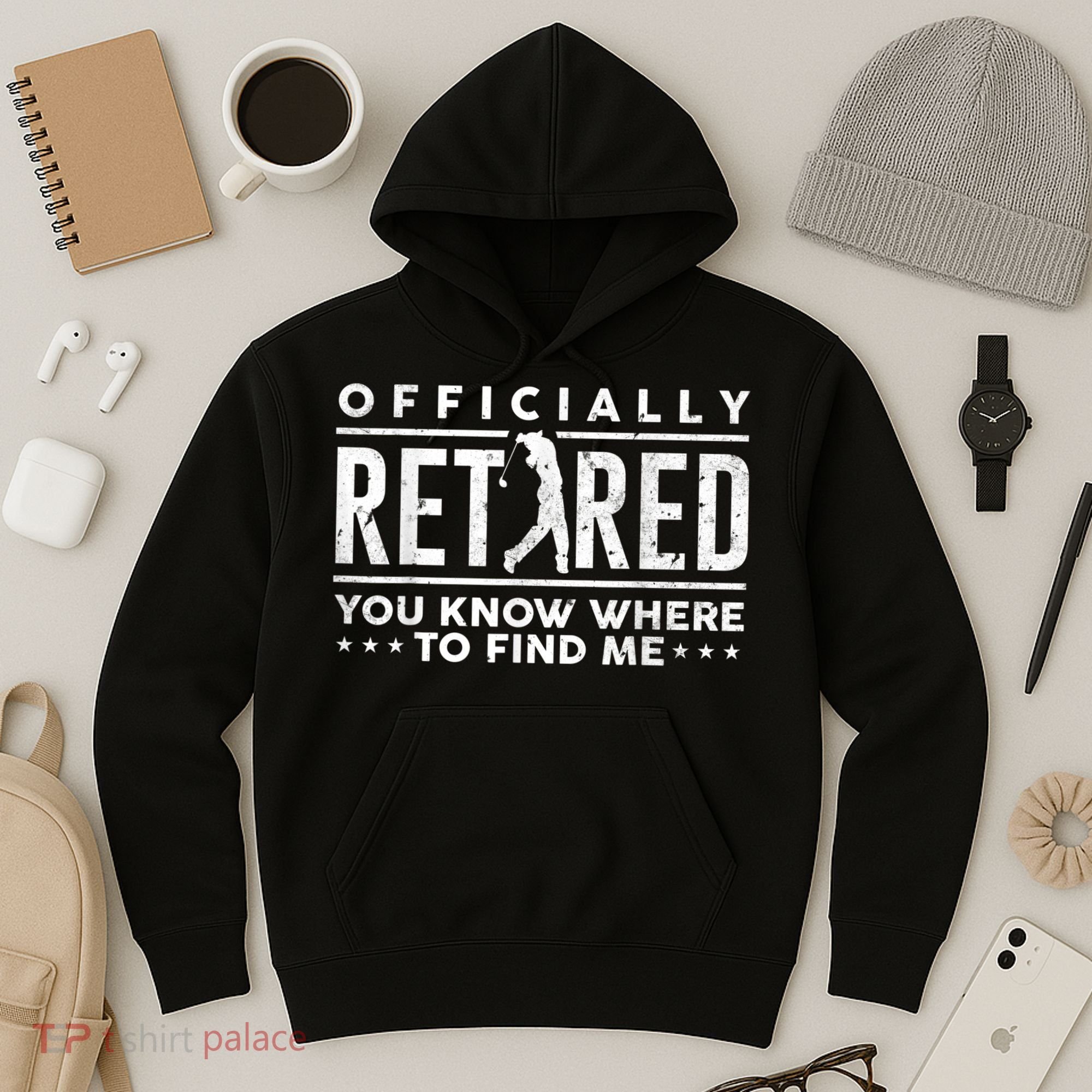 Officially Retired Golf Dad Golfing Retirement Golfer Hoodie