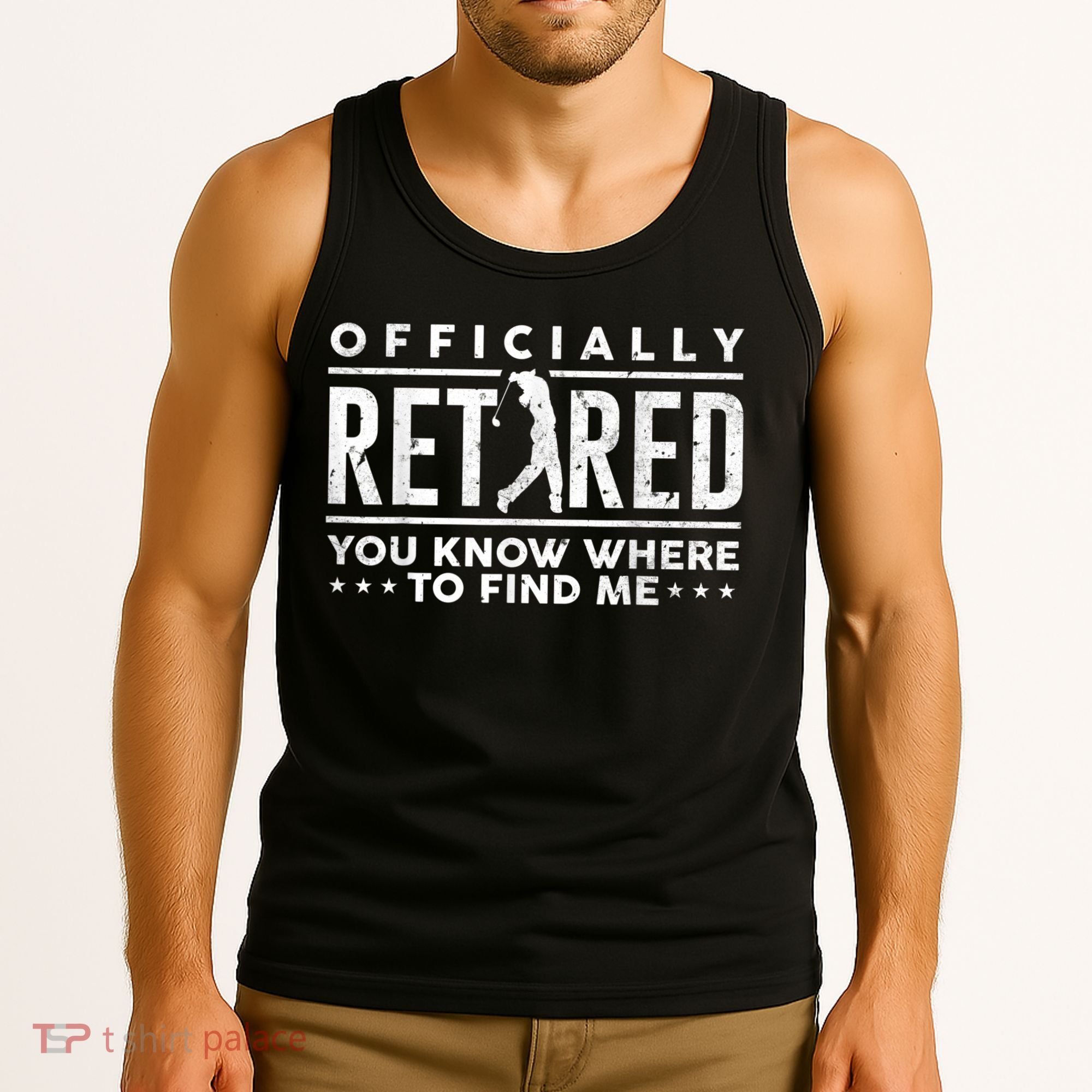 Officially Retired Golf Dad Golfing Retirement Golfer Tank Top