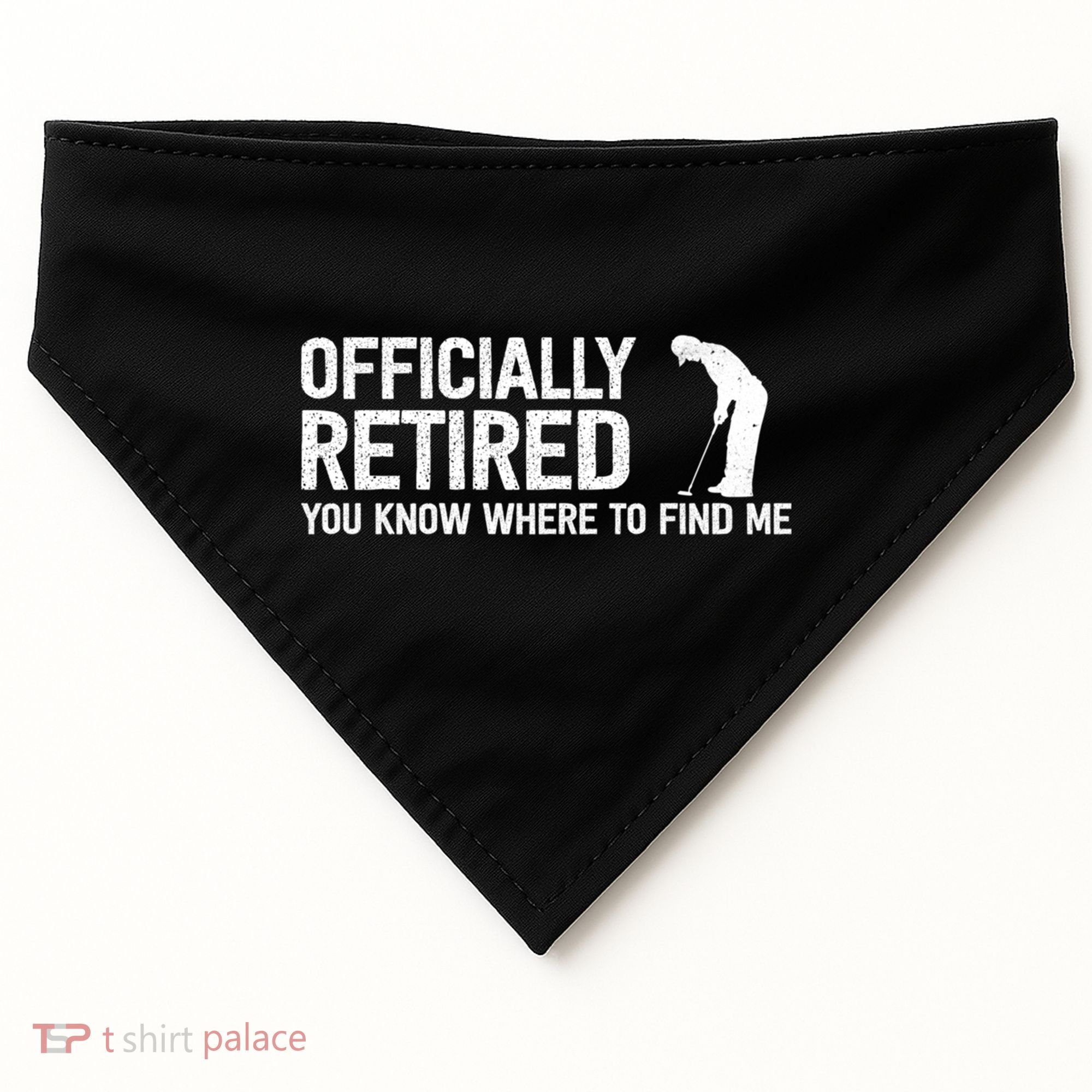 Officially Retired Gift Golf Dad Golfing Retiret Golfer Gift USA-Made Doggie Bandana