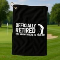 Officially Retired Gift Golf Dad Golfing Retiret Golfer Gift Golf Towel thumb 1