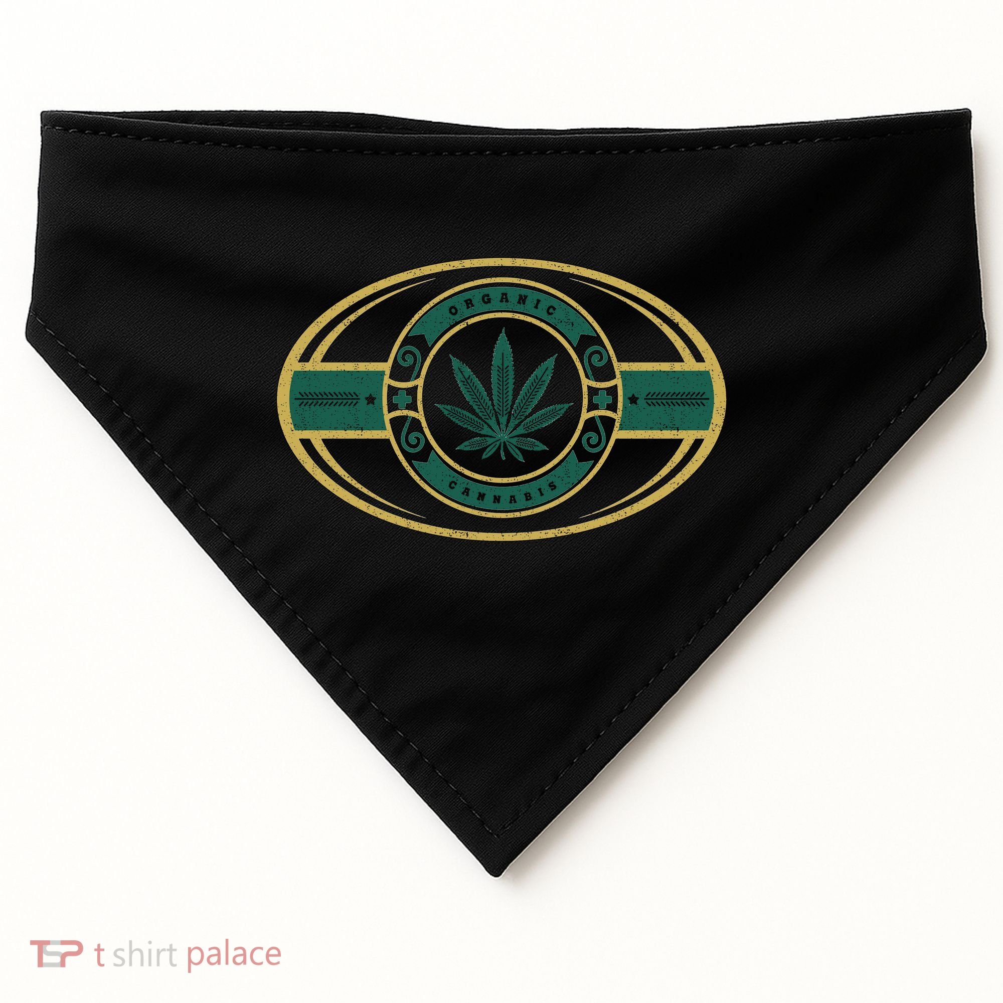 Organic Cannabis Medical Marijuana Gold Seal USA-Made Doggie Bandana