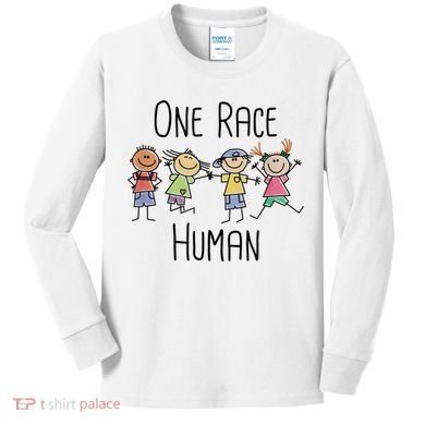 One Race Human Anti Racism Diversity Day Kids Long Sleeve Shirt